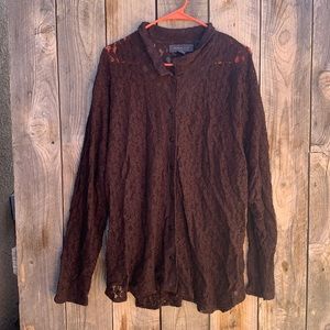 Lane Bryant Button Up Lace Blouse